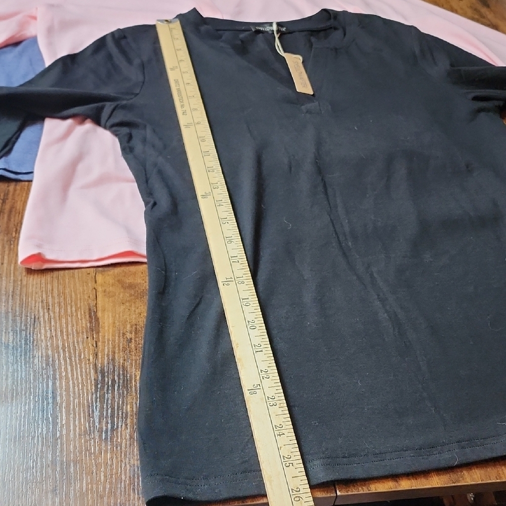 S YELLOW WAFTER | 3 Pack Split Neck Stretch Knit Tunic Tops Bundle | S - Picture 5 of 10